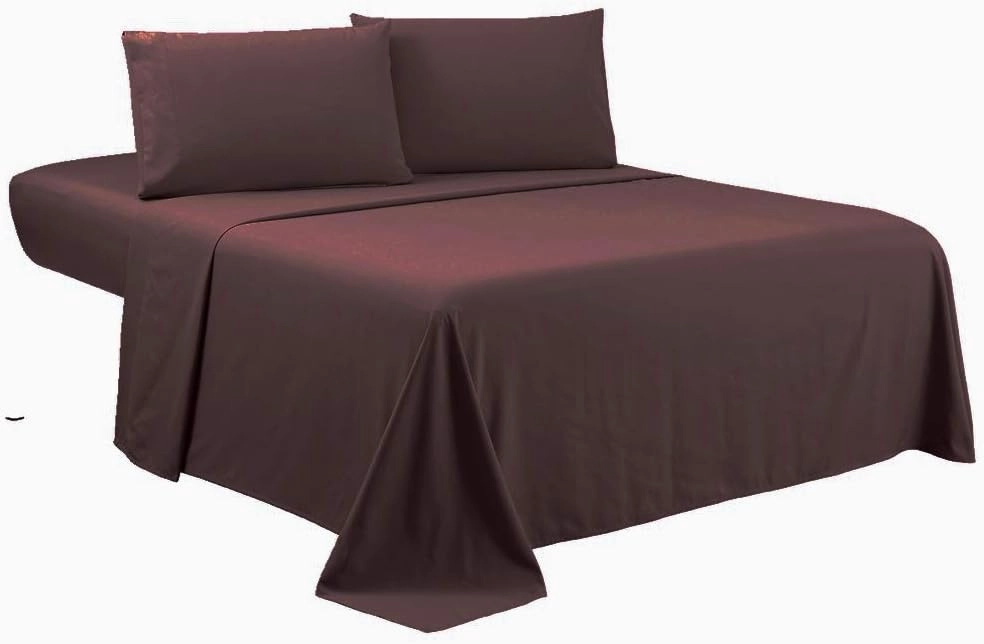 Sfoothome Coffee Full Sheets Set - Hotel Luxury 4-Piece Bed Set, Extra Deep Pocket, 1800 Series Bedding Set, Wrinkle & Fade Resistant, Sheet & Pillow Case Set (Full, Coffee)