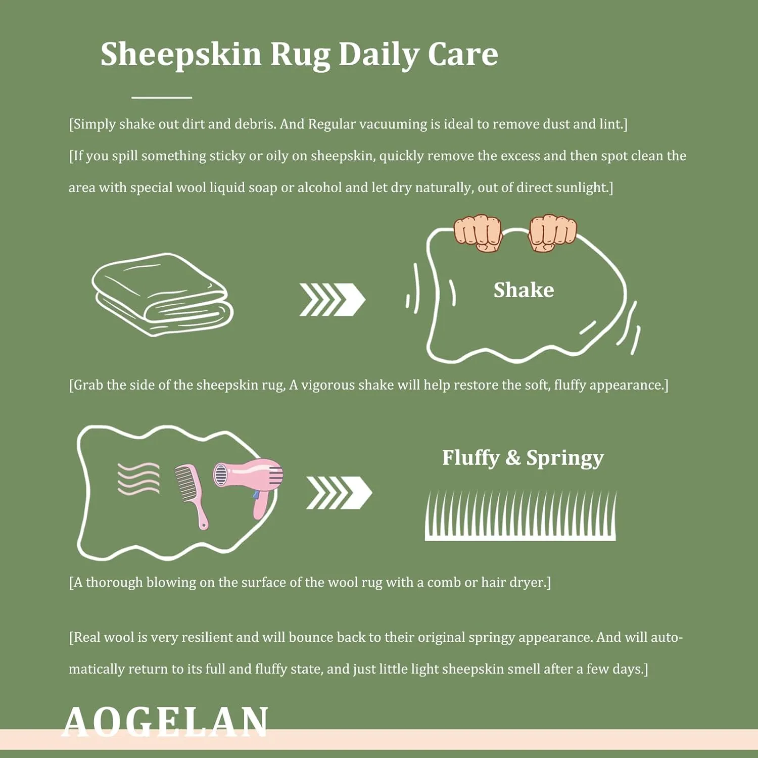Shaggy Fur Area Rug, Genuine New Zealand Sheepskin Rug, Soft Fur Prayer Pup Carpet Mat, Single Pelt 2ft x 3ft Light Brown