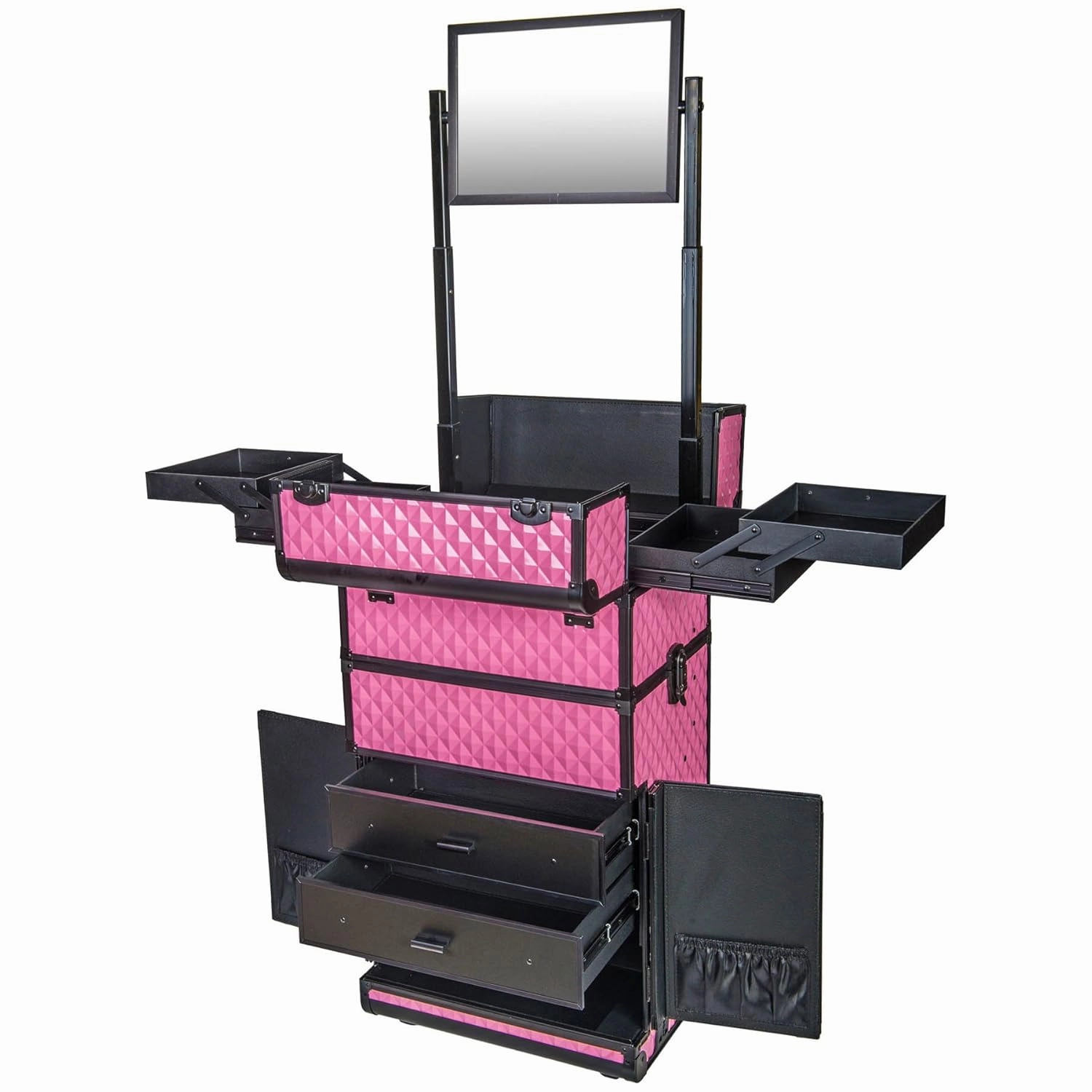 SHANY REBEL Series Pro Makeup Artists Rolling Train Case - Trolley Case - Provocative Rose
