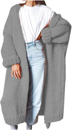 SHAOBGE Sweater Formal Coat Solid Solid Sweater Winter Long Knitted Pocket Loose Women Light Sweaters for Women Open