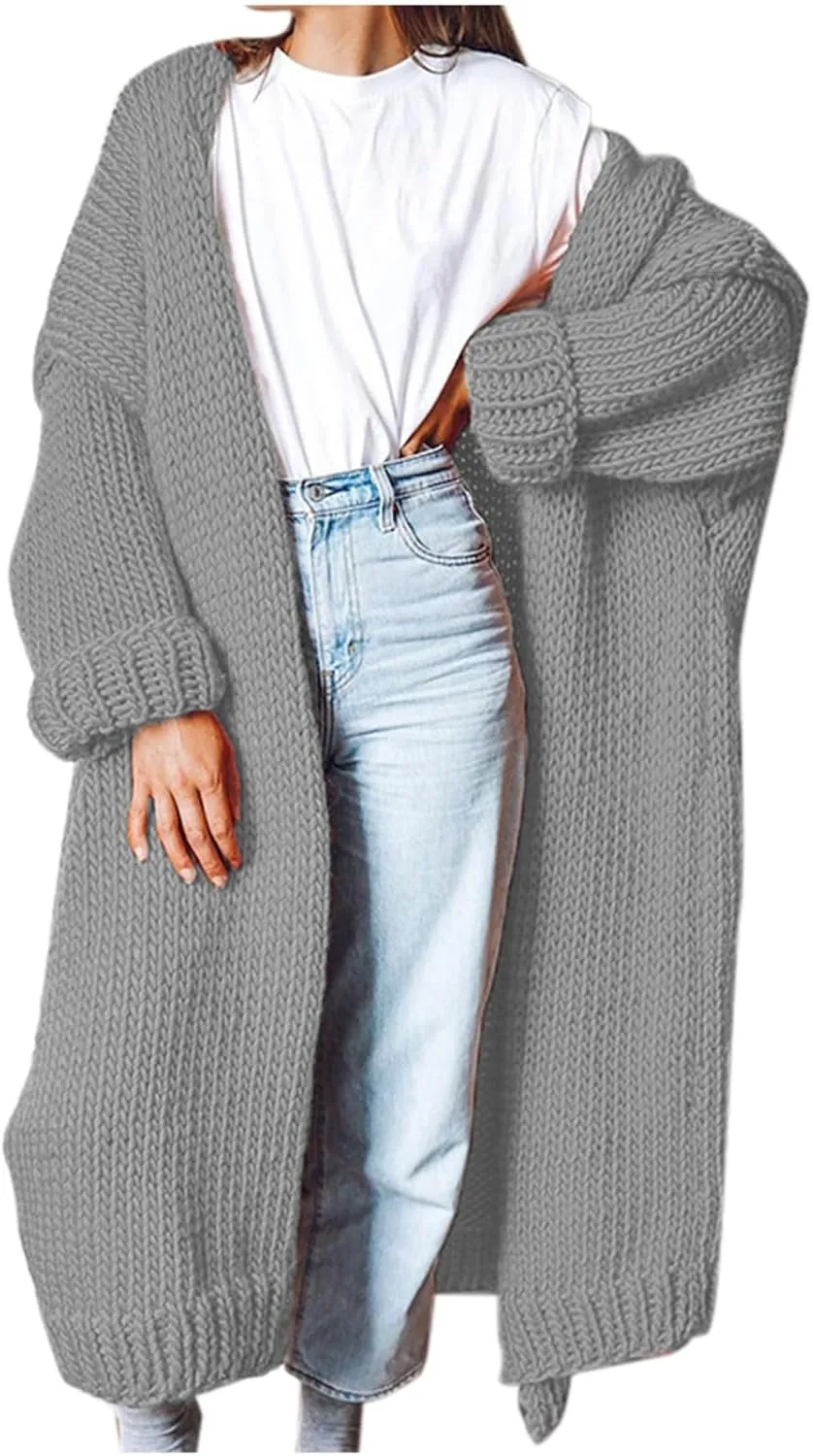 SHAOBGE Sweater Formal Coat Solid Solid Sweater Winter Long Knitted Pocket Loose Women Light Sweaters for Women Open