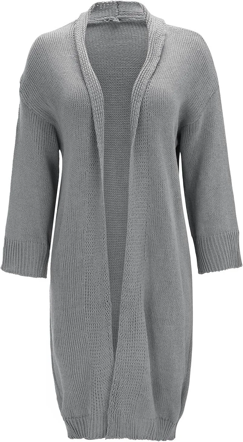 SHAOBGE Sweater Formal Coat Solid Solid Sweater Winter Long Knitted Pocket Loose Women Light Sweaters for Women Open