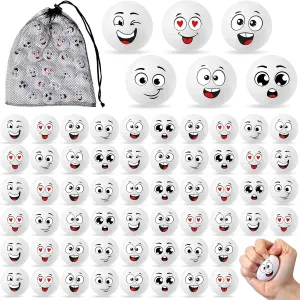 Shappy 100 Pcs Mini Volleyball Stress Balls Tiny Foam Sports Balls with Emotion Volleyball Team Gifts with Mesh Drawstring Bag for Party Birthday School Carnival Reward, 6 Style