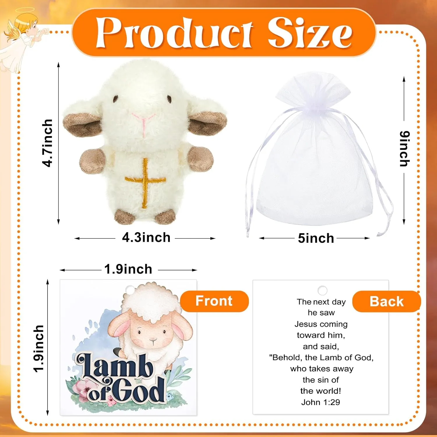 Shappy 6 Pcs Mini Plush Lambs Jesus Plush Toys Lamb of God Sheep Stuffed Animal Keychain Religious Easter Party Favors Basket Stuffers Christian Gifts for Easter Baptism First Communion Christening