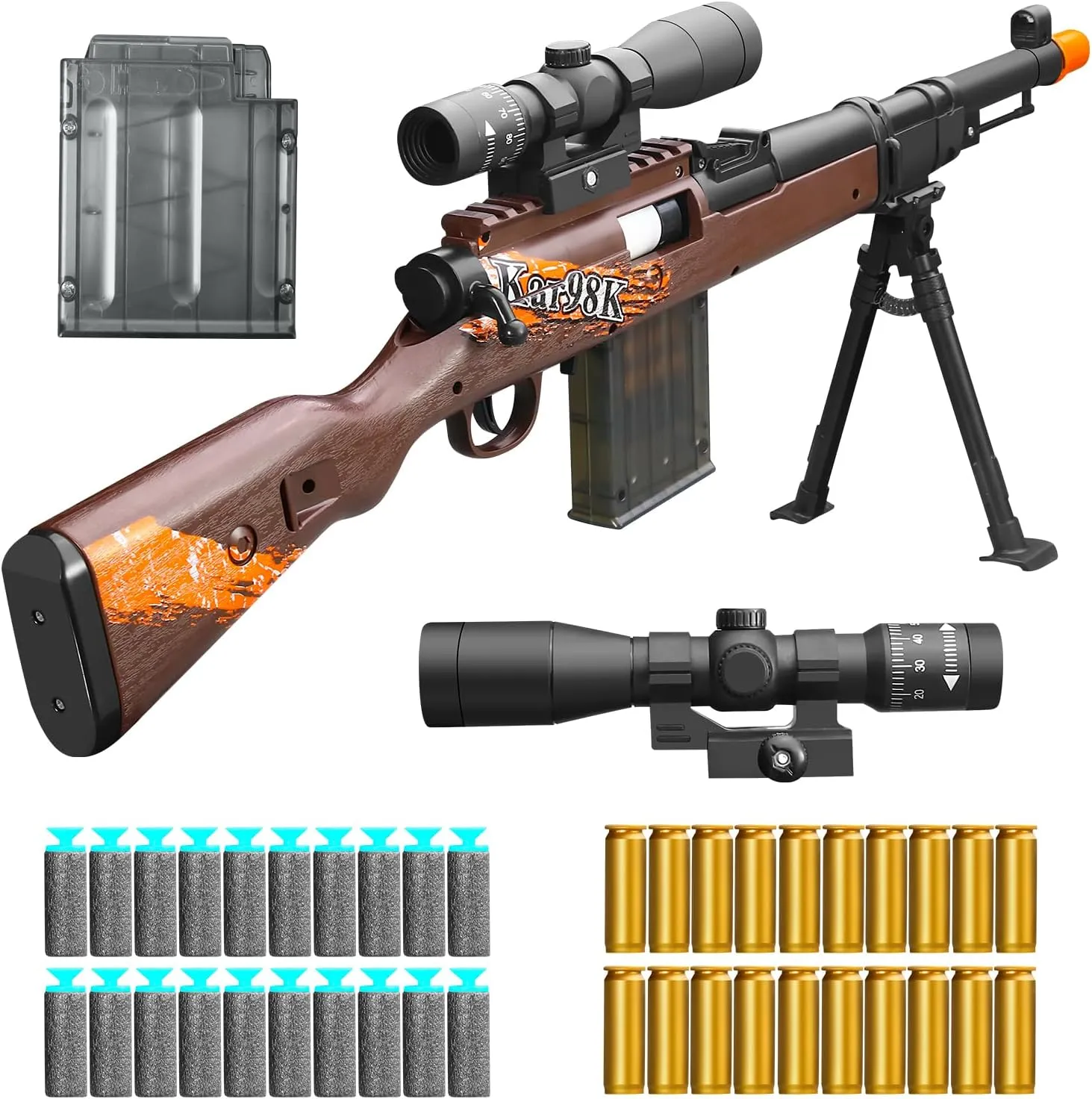 Shell ejecting Kids with Foam Fake Shotgun Soft Bullet Toy Gun and for Realistic Dart Blaster Shooting Games Boys Birthday for Age8 9 10 12  Year Old Kid Gift with Scope Sniper Rifle (Grain)