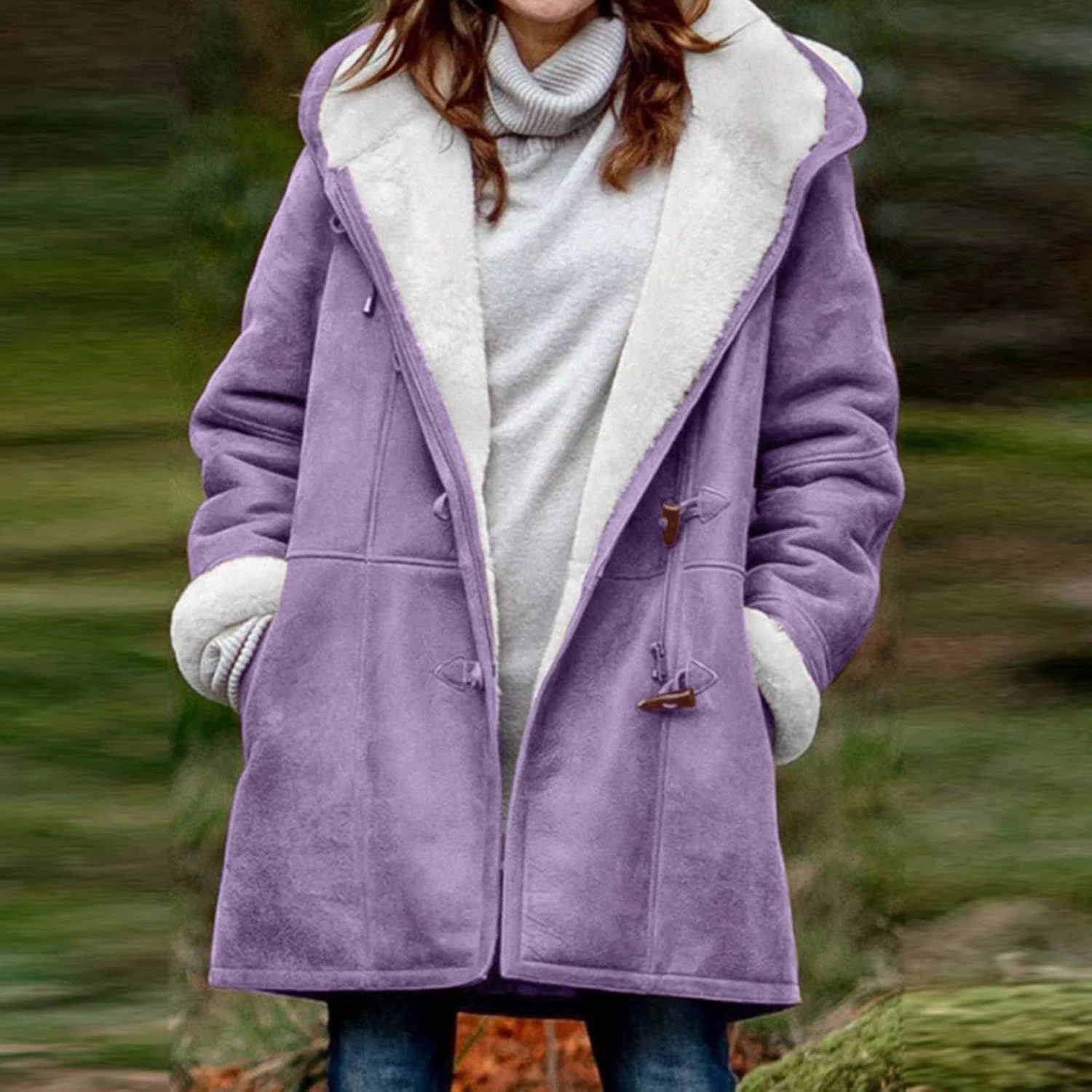 Sherpa Fleece Lined Jacket For Women 2024 Winter Warm Shearling Coat Casual Loose Plus Size Hooded Jackets With Pocket