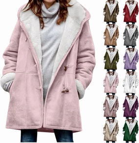 Sherpa Fleece Lined Jacket For Women 2024 Winter Warm Shearling Coat Casual Loose Plus Size Hooded Jackets With Pocket
