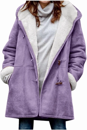 Sherpa Fleece Lined Jacket For Women 2024 Winter Warm Shearling Coat Casual Loose Plus Size Hooded Jackets With Pocket