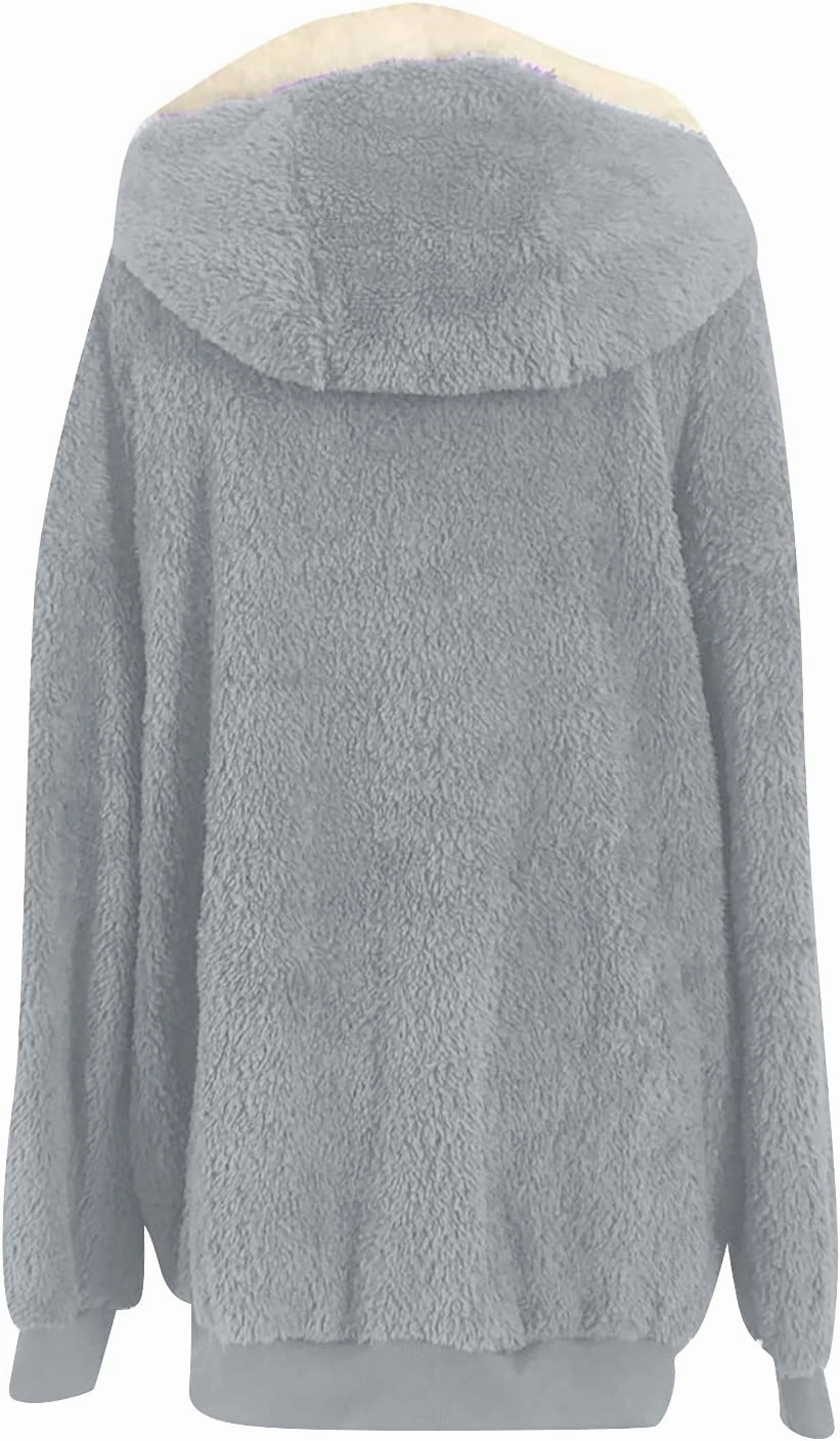 Sherpa Jackets For Women Fashion Winter Fuzzy Fleece Teddy Coat Hooded Zip Up Shaggy Fluffy Coats Warm Winter Outwear
