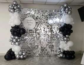 Shimmer Wall Backdrop - 24pcs Decorations Panel | Wedding, Birthday, Anniversary, Engagement & Bridal Shower Party Decor Panel (Silver)