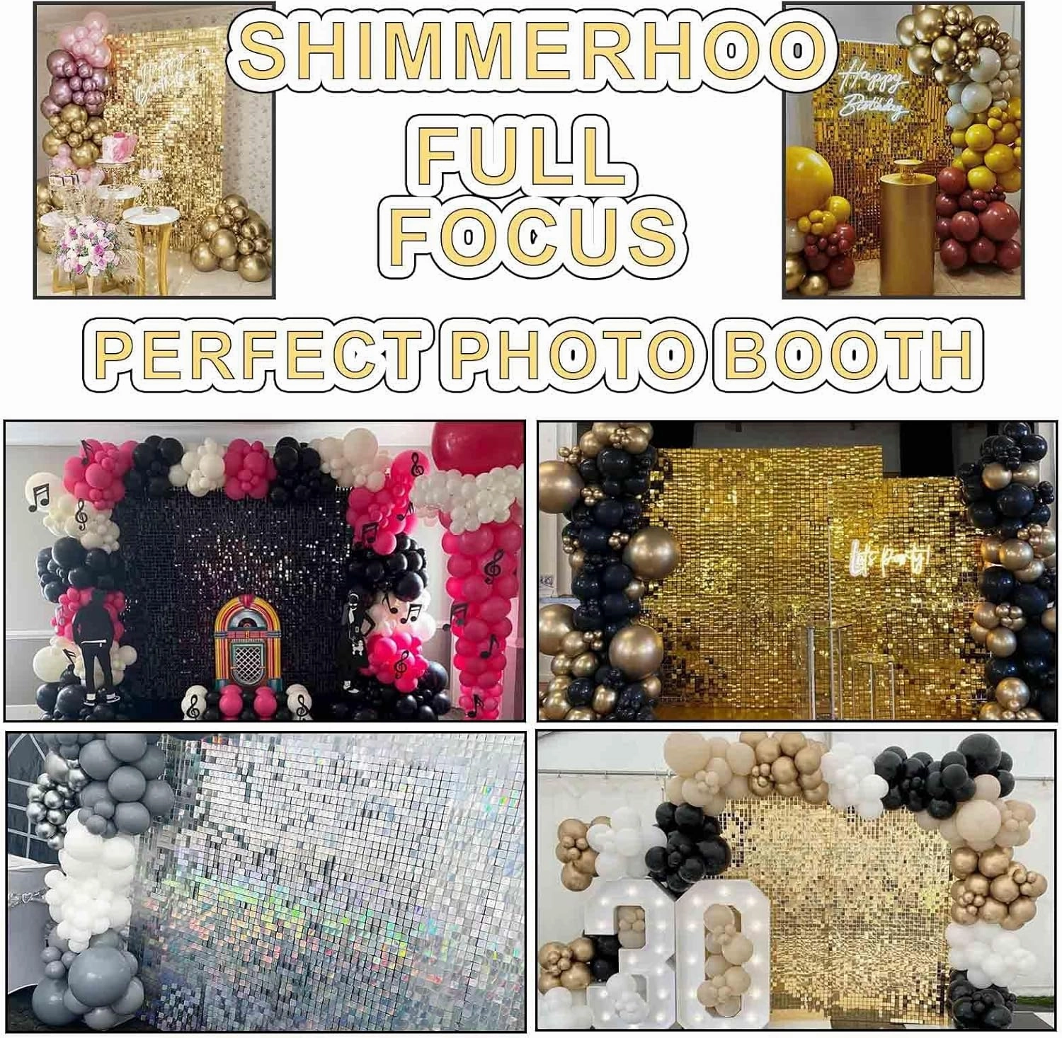 Shimmer Wall Backdrop - 24pcs Decorations Panel | Wedding, Birthday, Anniversary, Engagement & Bridal Shower Party Decor Panel (Silver)
