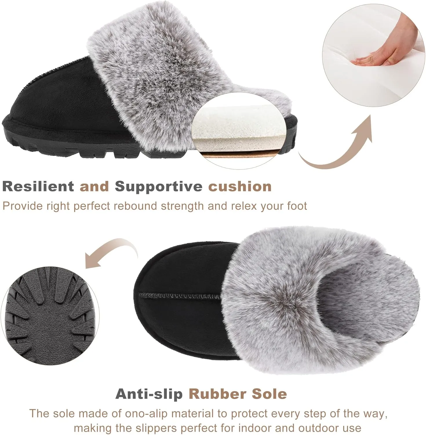 shoeslocker Womens House Slippers Memory Foam Slippers for Women Indoor Outdoor Womens House Shoes