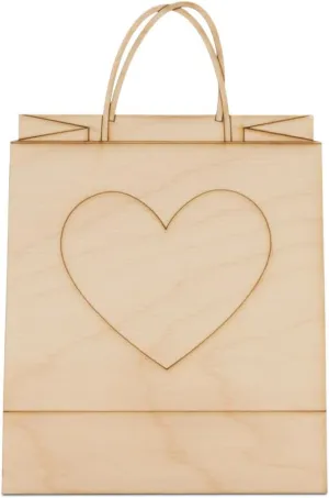 Shopping Bag Wood Cutouts 10-inch, 1/8 inch Thick, Pack of 5 Mother's Day/Valentines Crafts for Gifts and Girls' Décor, by Woodpeckers