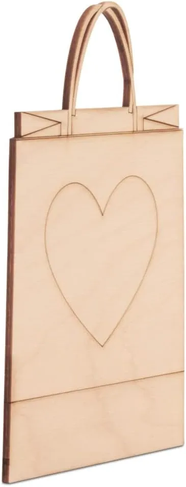 Shopping Bag Wood Cutouts 10-inch, 1/8 inch Thick, Pack of 5 Mother's Day/Valentines Crafts for Gifts and Girls' Décor, by Woodpeckers