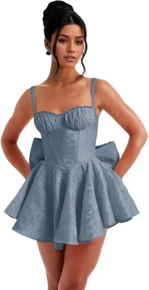 Short Satin Homecoming Dresses with Bows Applique Corset Prom Dress Mini HOCO Party Cocktail Gowns for Teens