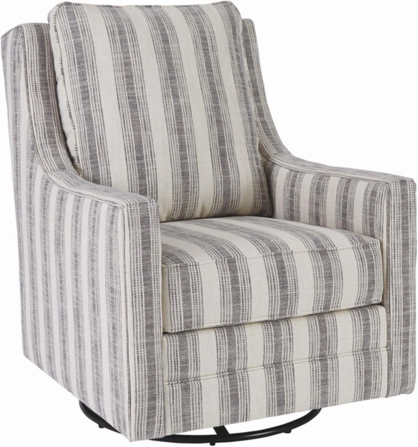 Signature Design by Ashley Kambria Striped Upholstered Swivel Accent Glider Chair, Ivory & Black