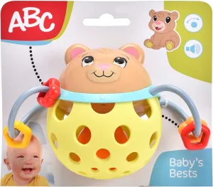 Simba ABC Rattle Bear, 2 Assorted, One Item, Teddy Bear and Panda as a Colourful Ball with Rattle, 10 cm, from 3 Months
