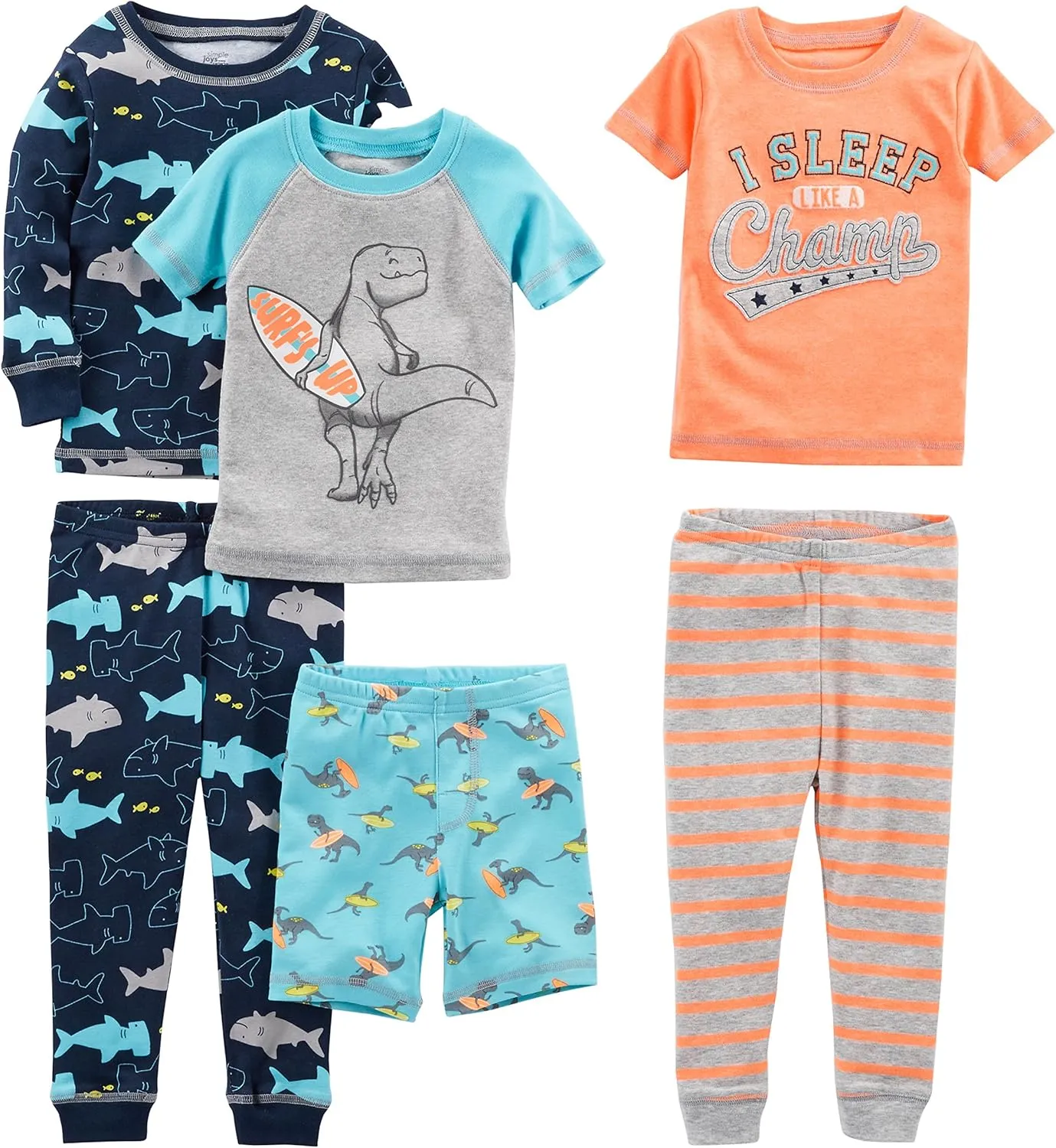 Simple Joys by Carter's Boys' 6-Piece Snug Fit Cotton Pajama Set