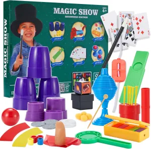 Simple Magic Kit Over 70 Magic Tricks for Kids Ages 6-12 Sets fwith Wand,Chalice,Coin Disappear,Ideal for Boys Girl