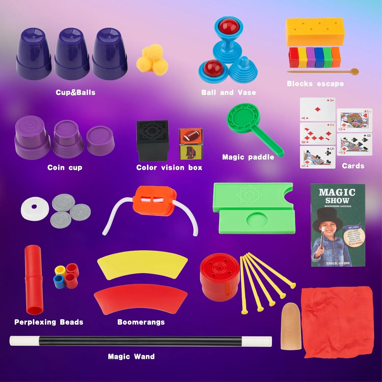 Simple Magic Kit Over 70 Magic Tricks for Kids Ages 6-12 Sets fwith Wand,Chalice,Coin Disappear,Ideal for Boys Girl