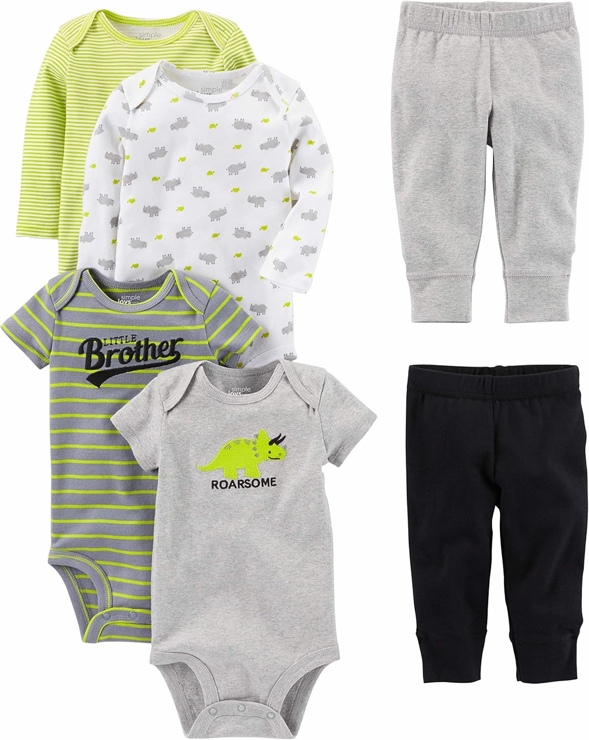Simple Joys by Carter's Baby Boys' 6-Piece Bodysuits (Short and Long Sleeve) and Pants Set