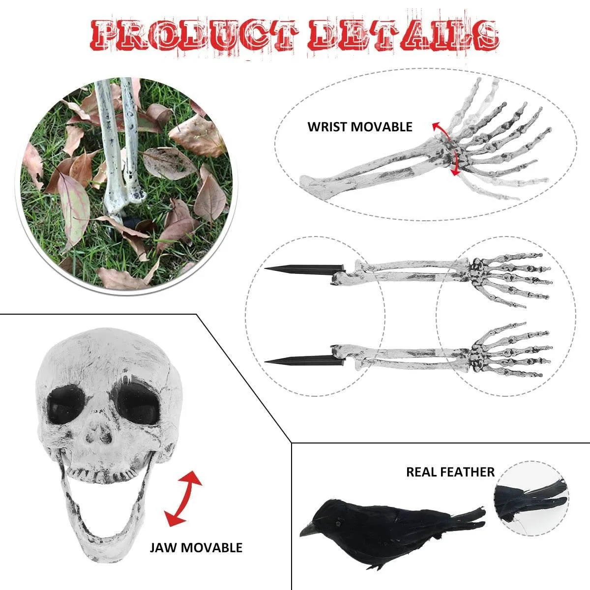 Skeleton Arm Solar Lights - Outdoor Halloween Decoration