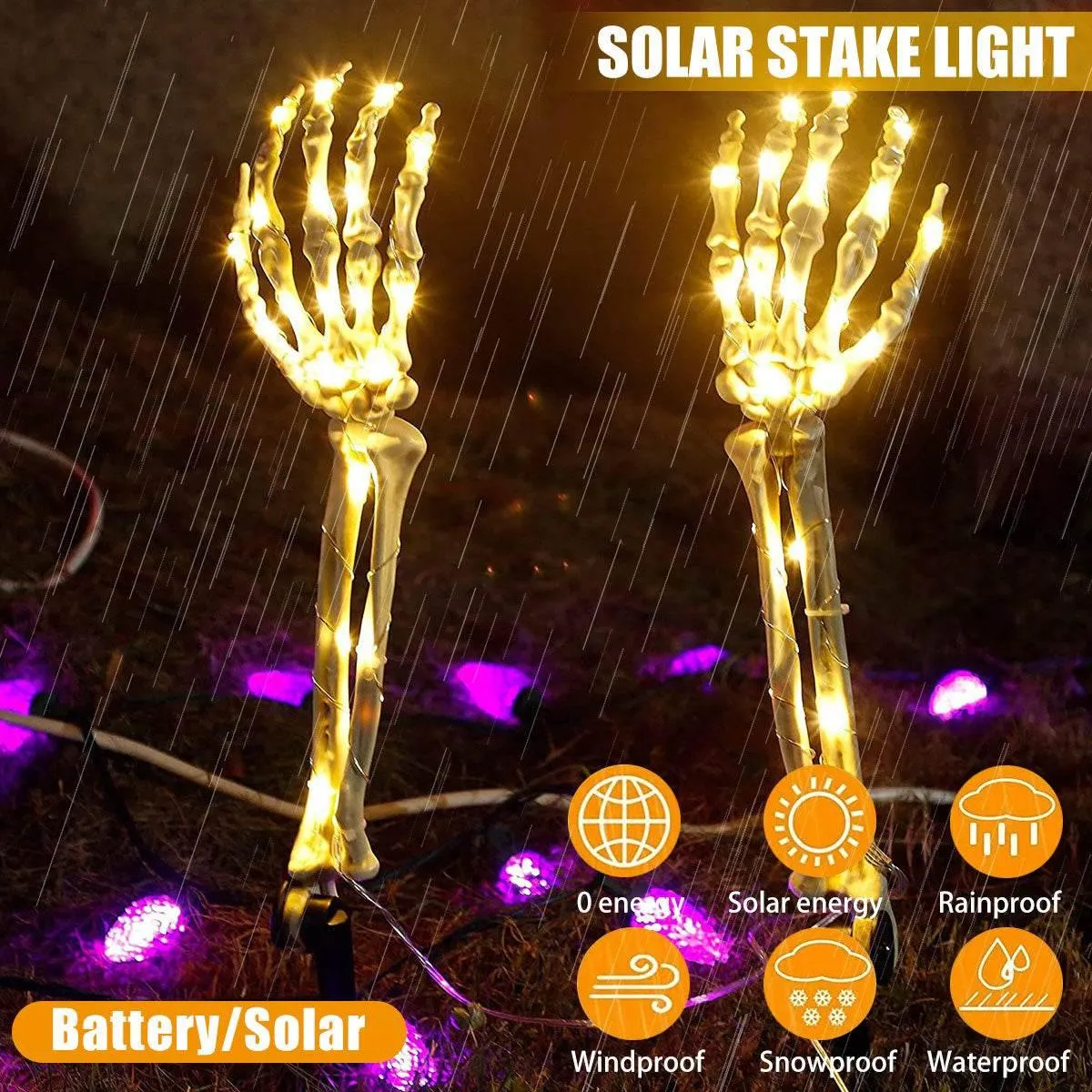 Skeleton Arm Solar Lights - Outdoor Halloween Decoration