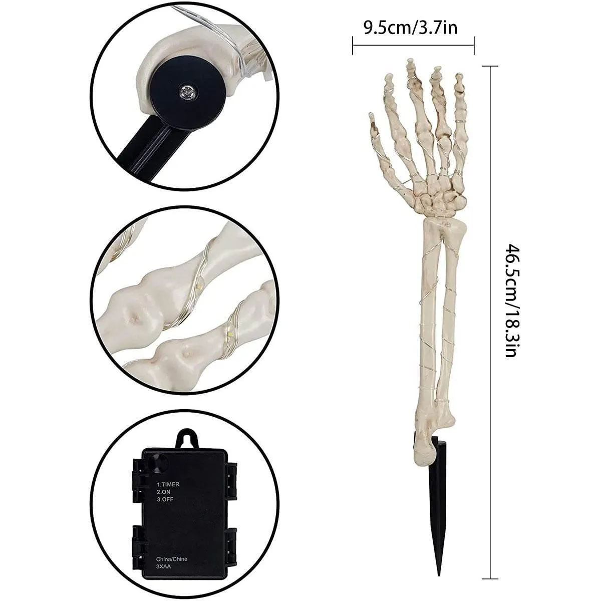 Skeleton Arm Solar Lights - Outdoor Halloween Decoration