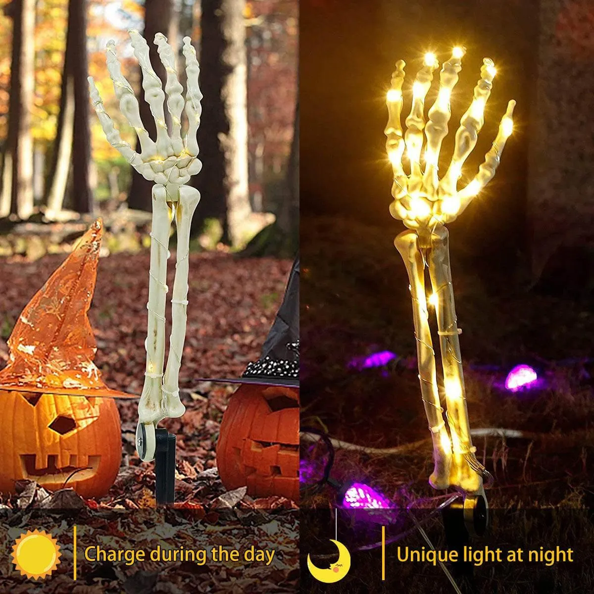 Skeleton Arm Solar Lights - Outdoor Halloween Decoration