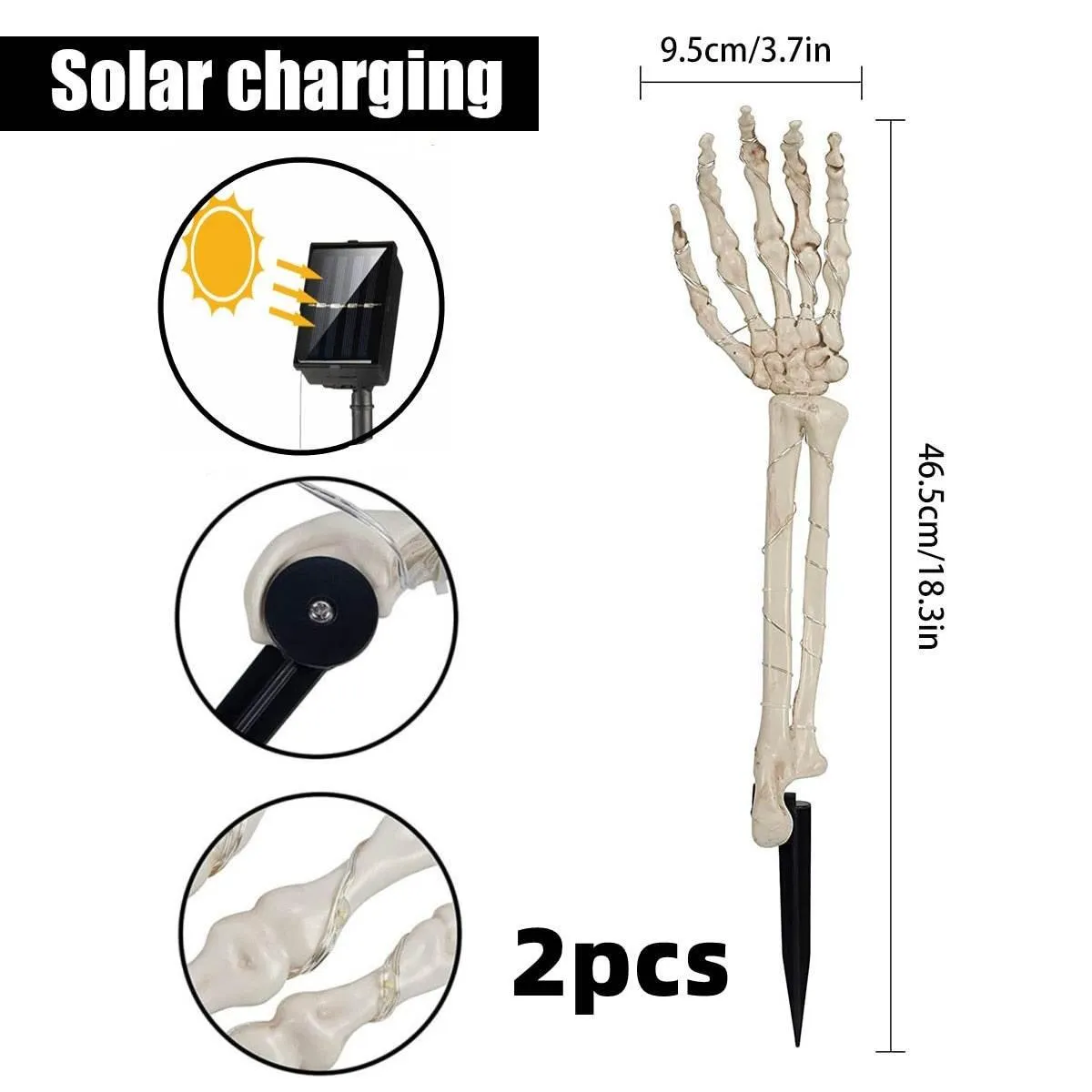 Skeleton Arm Solar Lights - Outdoor Halloween Decoration