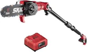 SKIL PS4563B-10 PWR CORE 20 8" 20V Pole Saw Kit, Includes with 2.0Ah Lithium Battery and Charger, Red