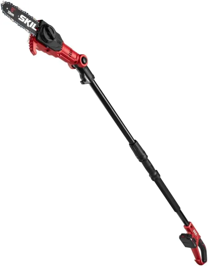 SKIL PS4563B-10 PWR CORE 20 8" 20V Pole Saw Kit, Includes with 2.0Ah Lithium Battery and Charger, Red