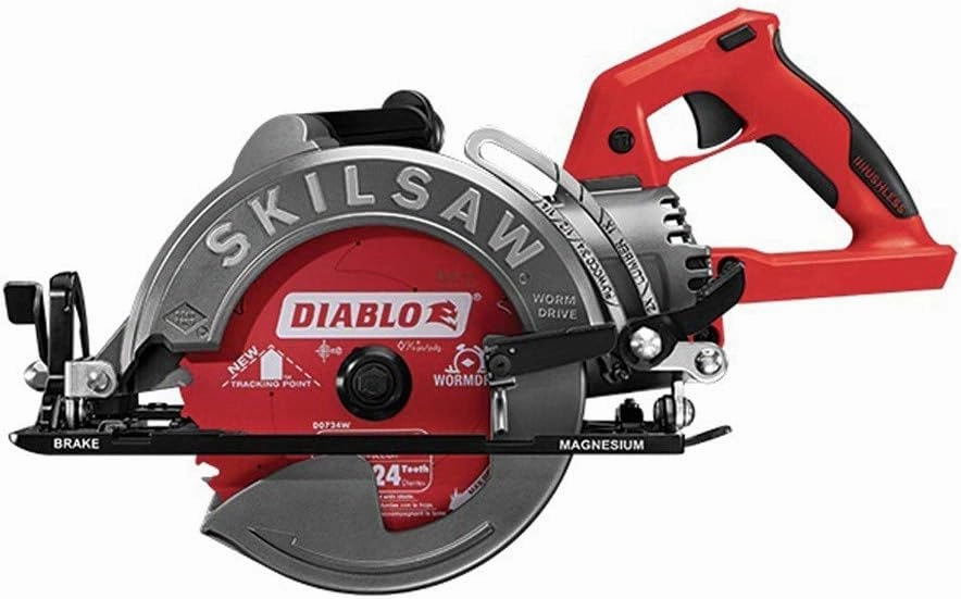 SKIL 48V 7-1/4'' TRUEHVL Cordless Worm Drive SKILSAW with Diablo Blade, Tool Only- SPTH77M-02, Red