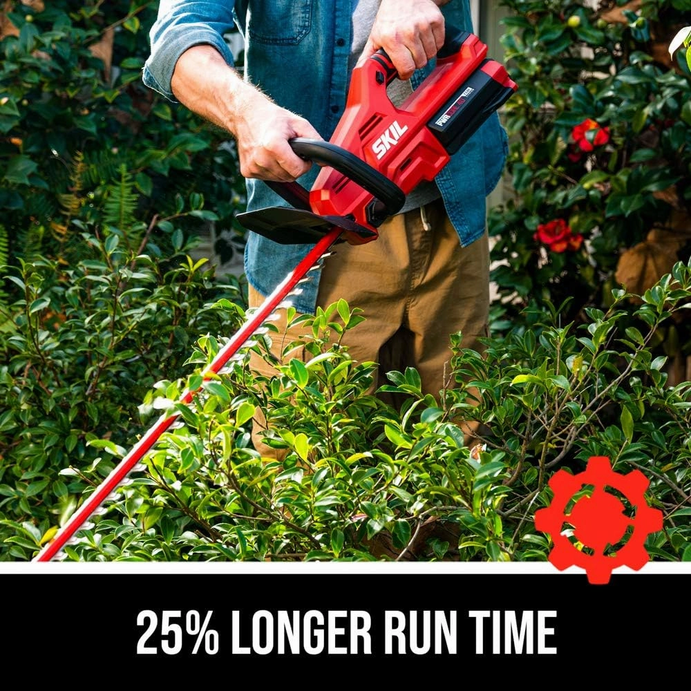 SKIL PWR CORE 40 Brushless 40V 24” Cordless Hedge Trimmer Kit with Dual Action Blade, 3/4'' Cut Capacity, Includes 2.5Ah Battery and Auto PWR Jump Charger - HT4221-10