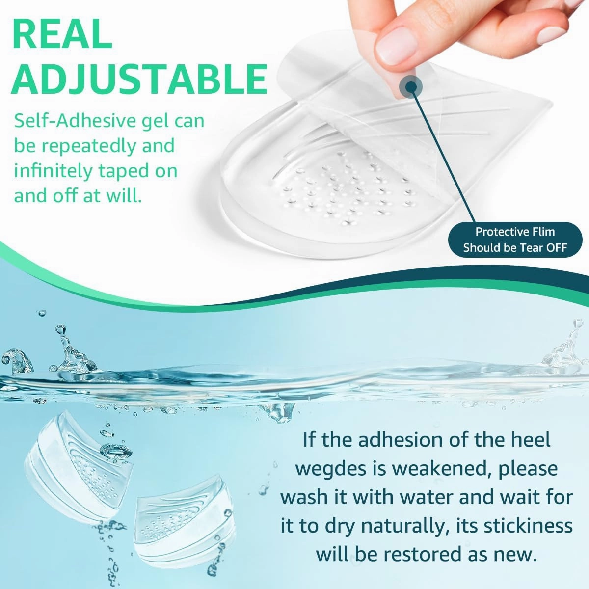 Skyfoot 3 Layers Adjustable Heel Wedge Inserts for Supination & Pronation Correction, Adhesive Medial & Lateral Heel Insoles for Bow Legs, Knee Pain, Foot Alignment (S: W 4-6.5, M 5-6.5, ClearBlack)