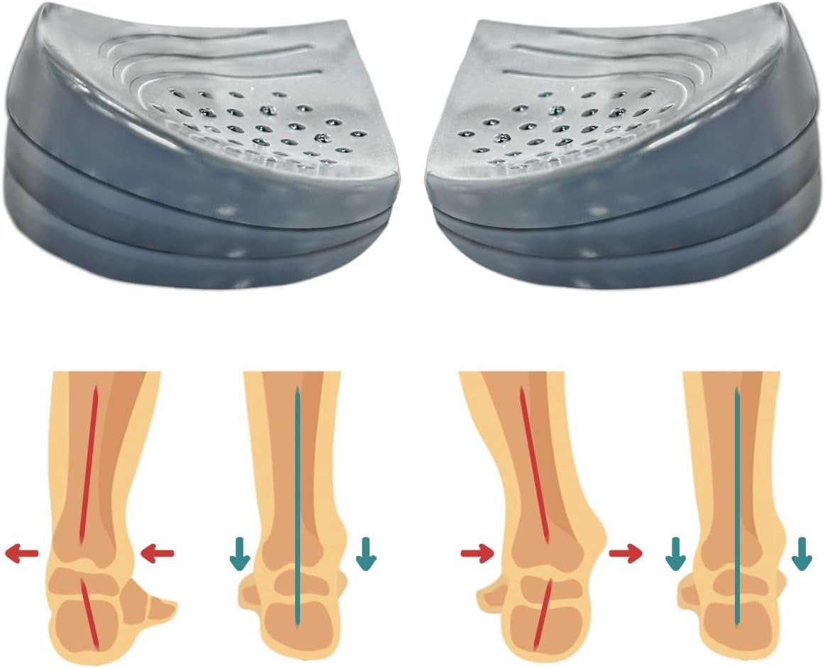 Skyfoot 3 Layers Adjustable Heel Wedge Inserts for Supination & Pronation Correction, Adhesive Medial & Lateral Heel Insoles for Bow Legs, Knee Pain, Foot Alignment (S: W 4-6.5, M 5-6.5, ClearBlack)