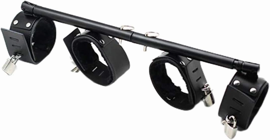 SMspade Faux Leather Adjustable Metal Spreader Bar with 4 Leather Adjustable Straps Set