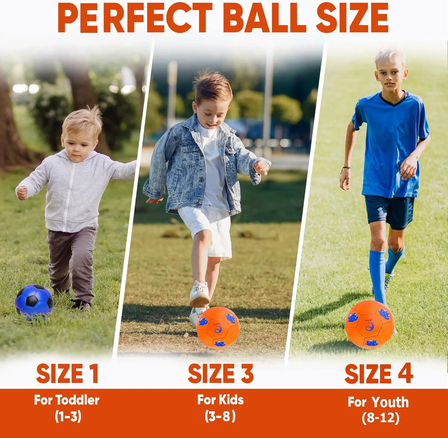 Soccer Ball Size 3 & Size 4 Soccer Ball for Kids 3-12, Kids Soccer Ball Toy for Toddler 4 5 6, Dinosaur Cartoon Outdoor Sports Ball for Boys Girls Juniors 7 8 9 10 11