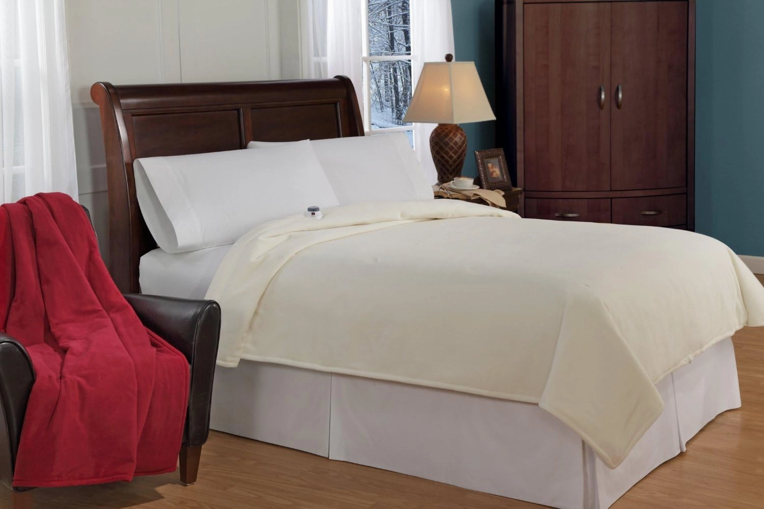 SoftHeat - King Micro-Fleece Heated Blanket - Luxuriously Warm & Soft Electric Blanket, Patented Low-Voltage Technology (Natural, King)