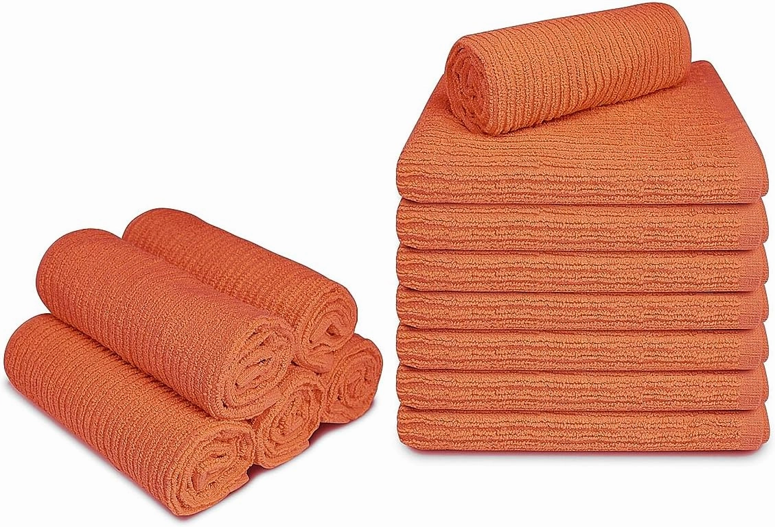 Softolle Kitchen Towels - Pack of 12, 16x19 Inches - 100% Cotton White, Super Absorbent Multi-Purpose Towels for Home, Kitchen and Bar (Coral)