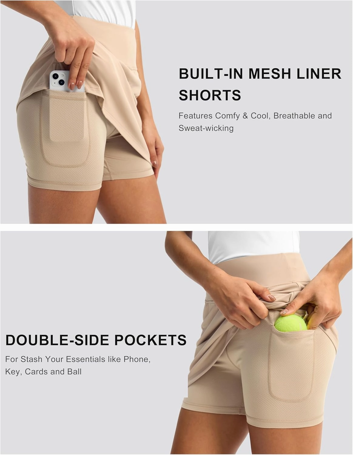 Soothfeel Golf Skorts Skirts for Women 7 Pockets High Waist Tennis Skirt with Shorts Underneath Athletic Workout Casual