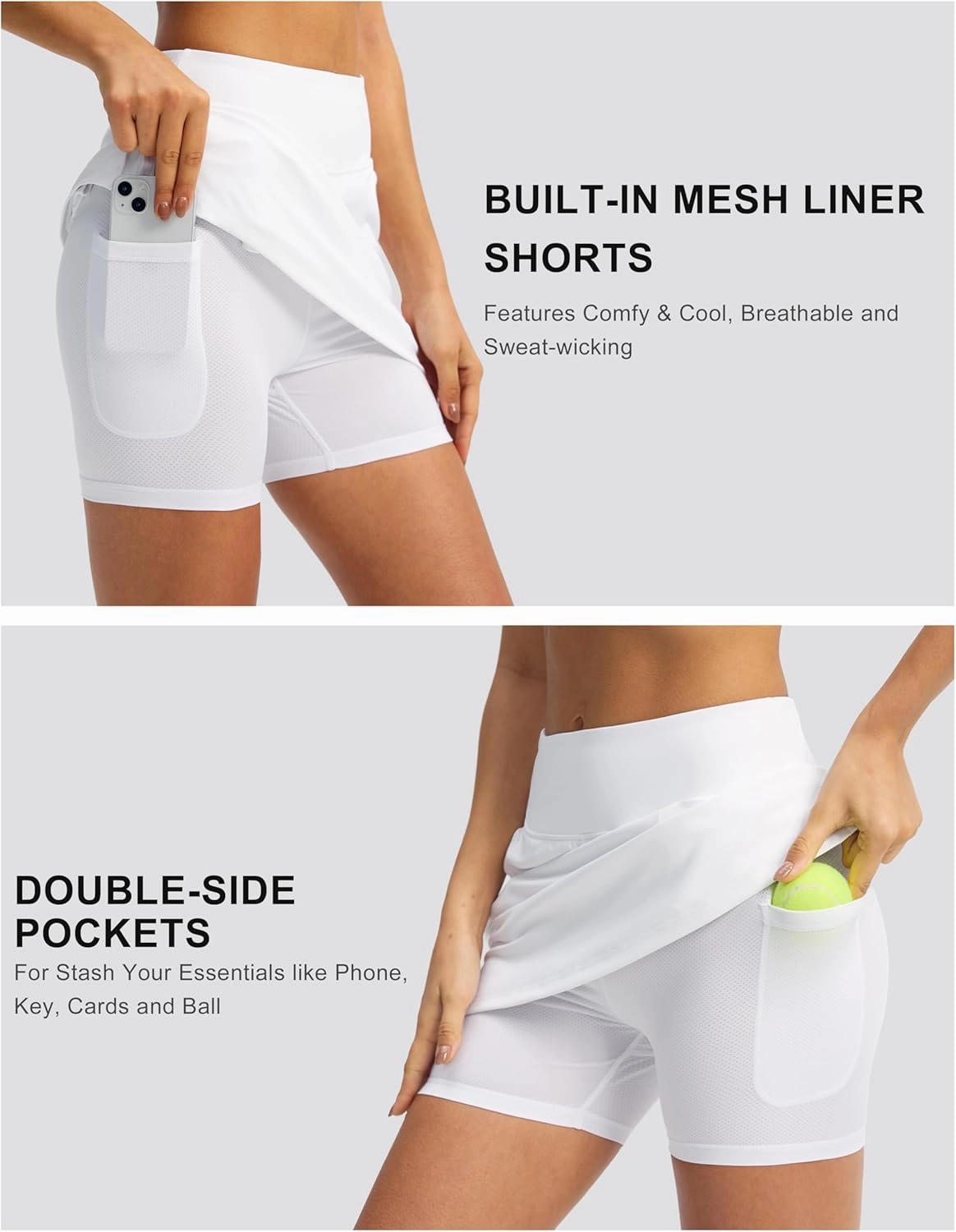 Soothfeel Golf Skorts Skirts for Women 7 Pockets High Waist Tennis Skirt with Shorts Underneath Athletic Workout Casual