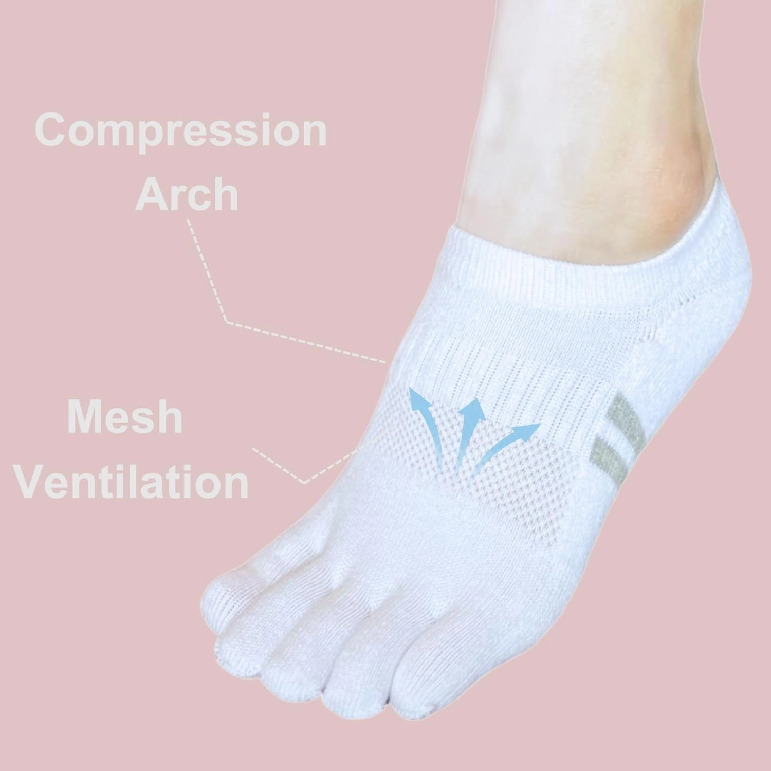 soxsense Cushion No Show Toe Socks For Women Five Finger Socks Low Cut Athletic Running Socks 4 Pairs