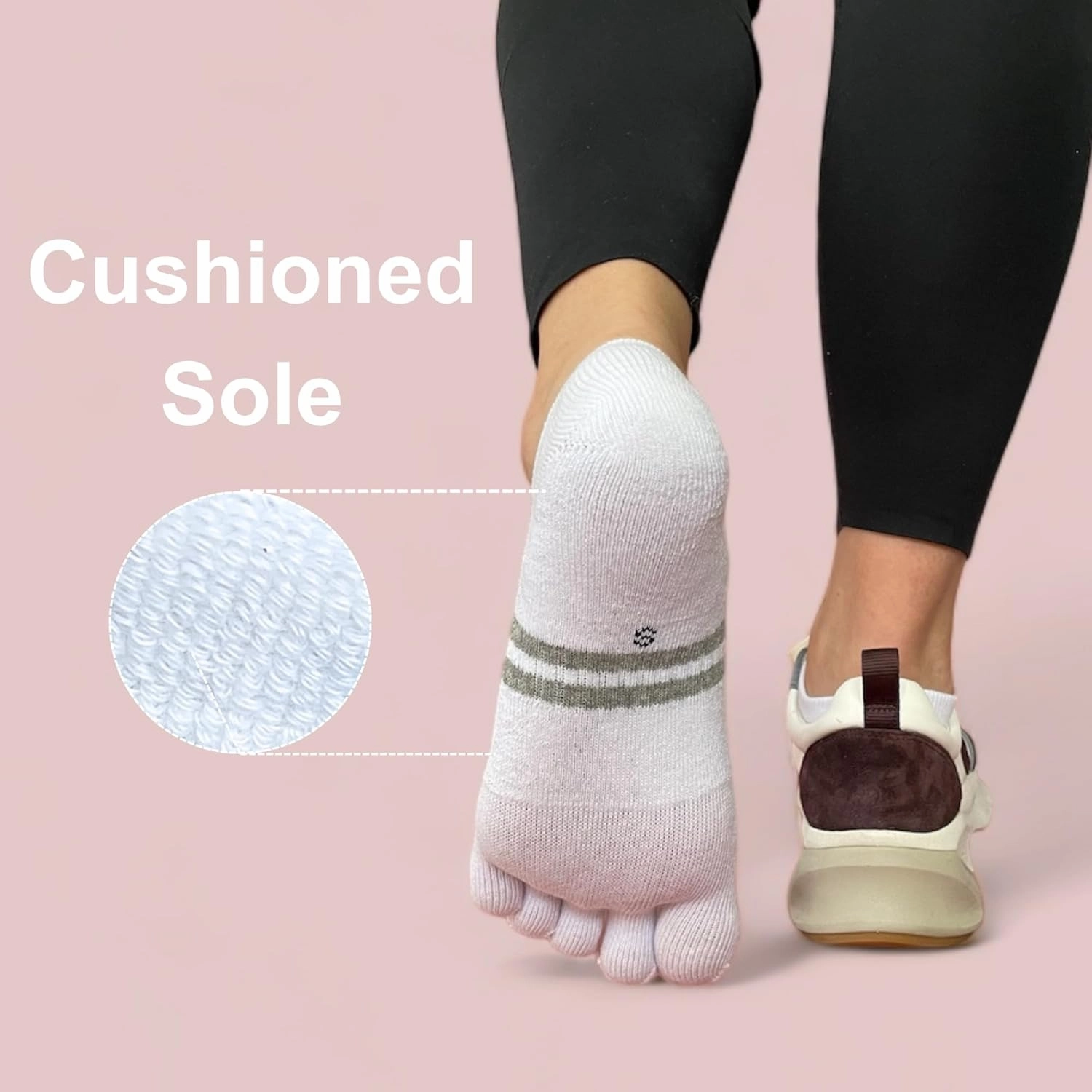 soxsense Cushion No Show Toe Socks For Women Five Finger Socks Low Cut Athletic Running Socks 4 Pairs