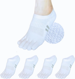 soxsense Cushion No Show Toe Socks For Women Five Finger Socks Low Cut Athletic Running Socks 4 Pairs