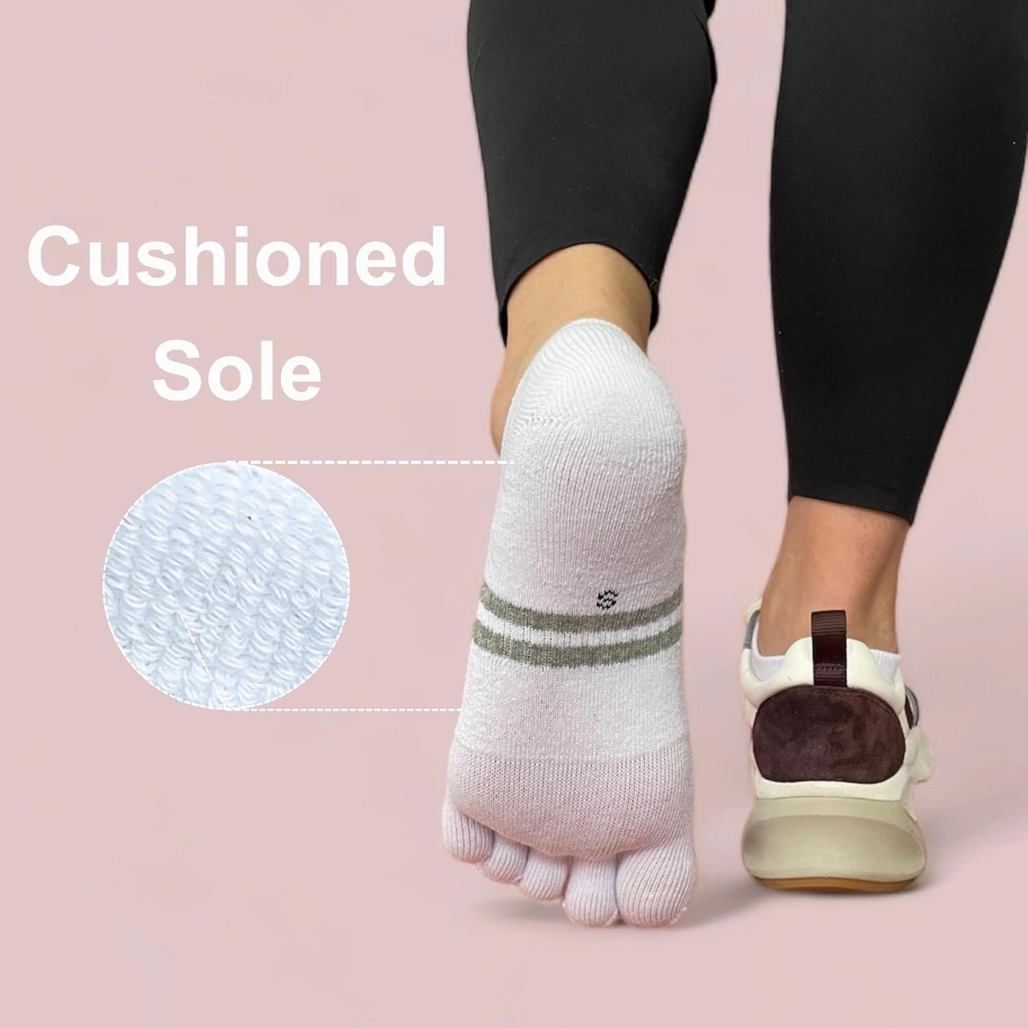 soxsense Cushion No Show Toe Socks For Women Five Finger Socks Low Cut Athletic Running Socks 4 Pairs
