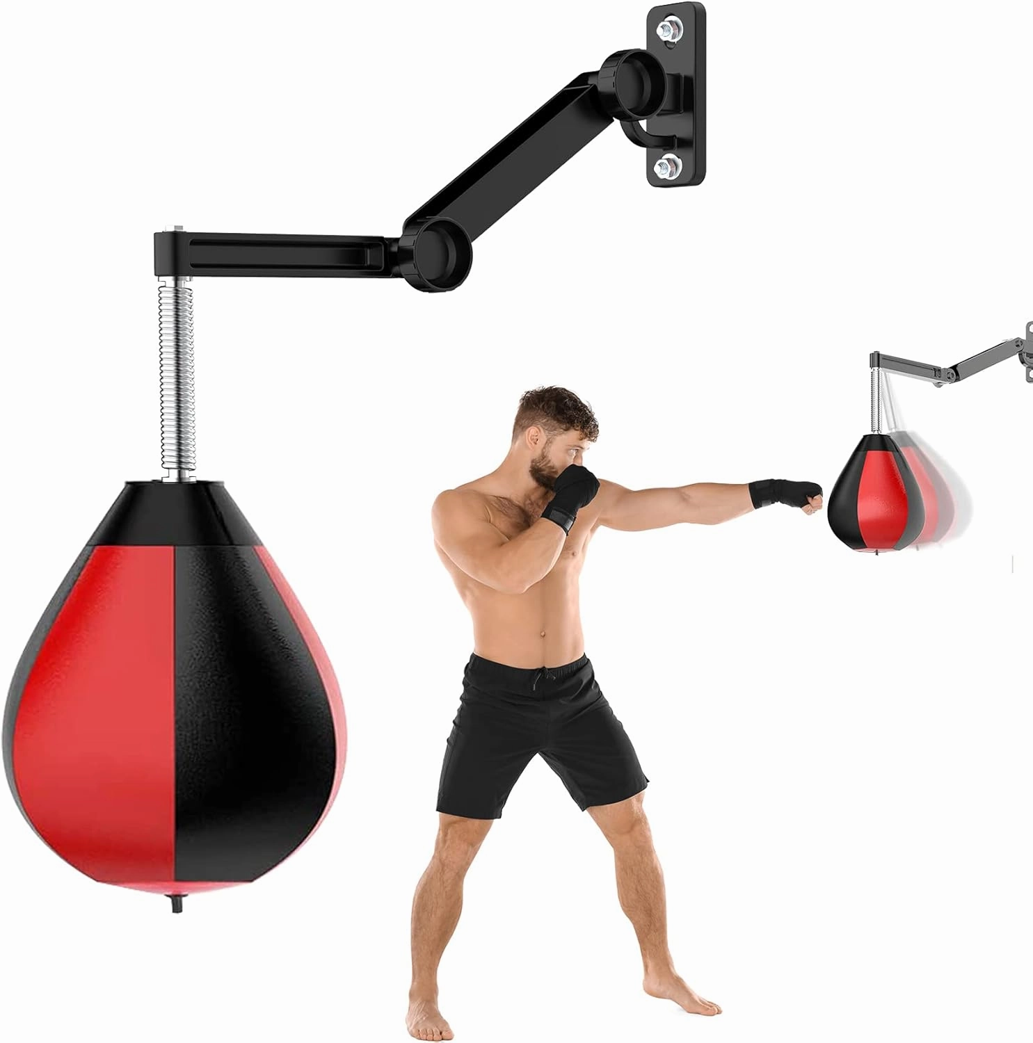 Speed Bag for Boxing,Punching Bag Wall Mount Height Adjustable Boxing Reflex Ball Speed Bag for Men&Women Kids Adults