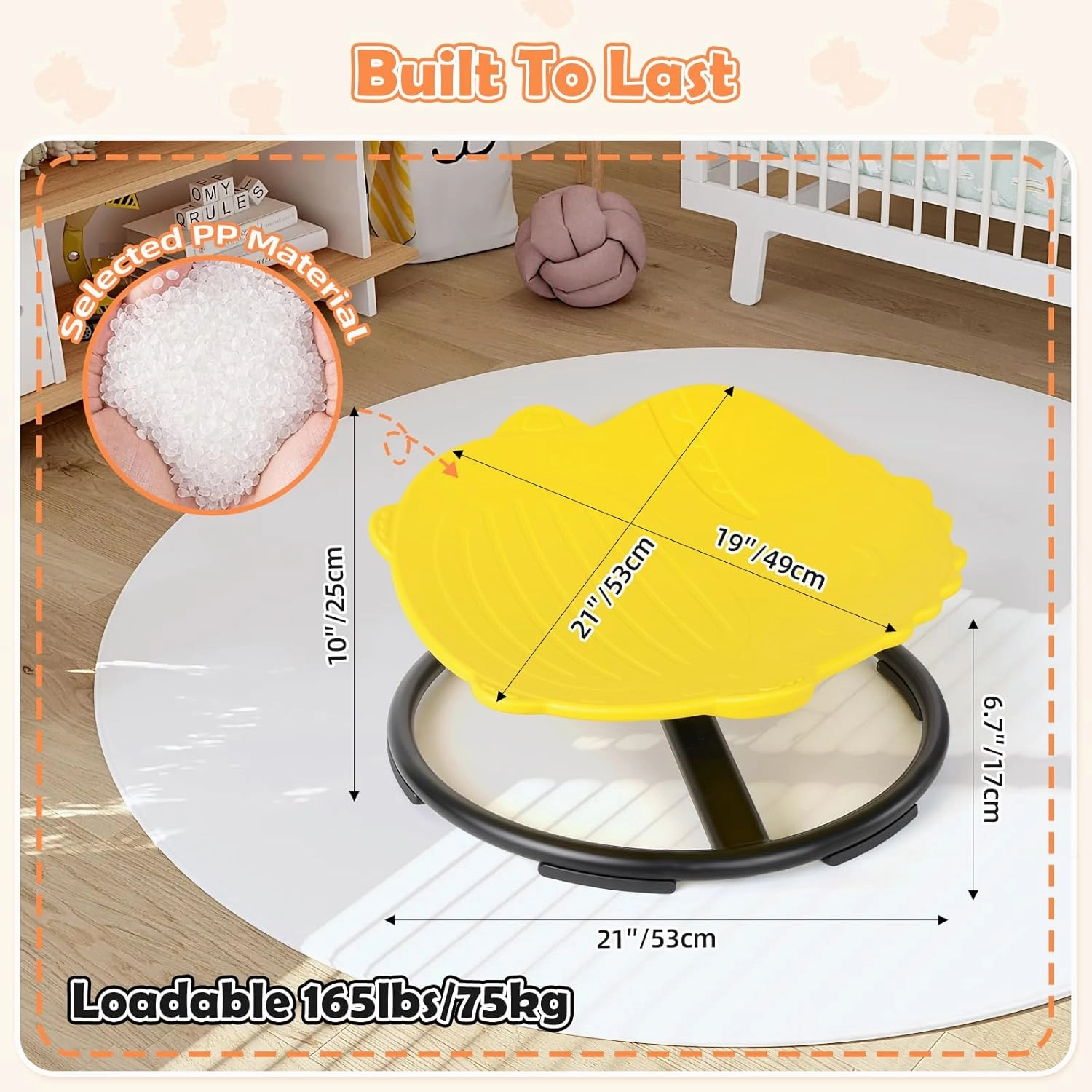 Spinning Chair for Kids, Sensory Integration Training Swivel Chair for Children with Autism & ADHD, for Balance & Body Coordination Training, Yellow Dinosaur