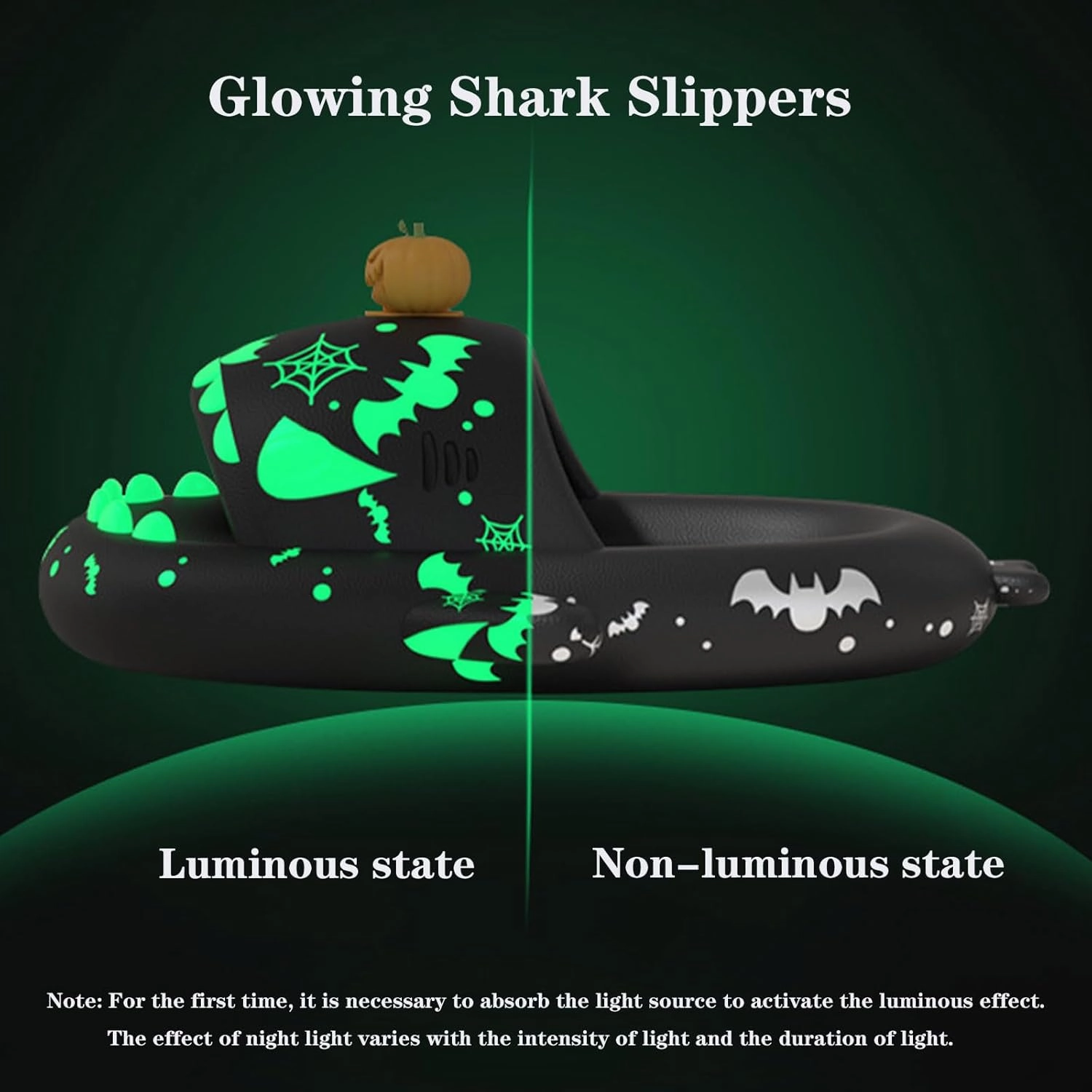 Spooky Shark Slides Glow in The Dark Cloud Shark Slides Glow in The Dark 3D Cartoon Halloween Christmas Shark Slippers