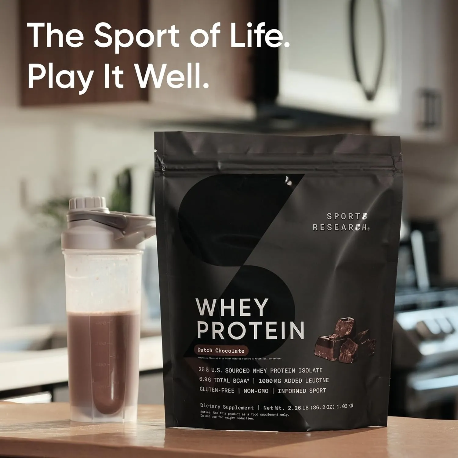 Sports Research Whey Protein - Sports Nutrition Whey Isolate Protein Powder for Lean Muscle Building & Workout Recovery - 5 lb Bag Bulk Protein Powder 25g per Serving - Dutch Chocolate, 56 Servings